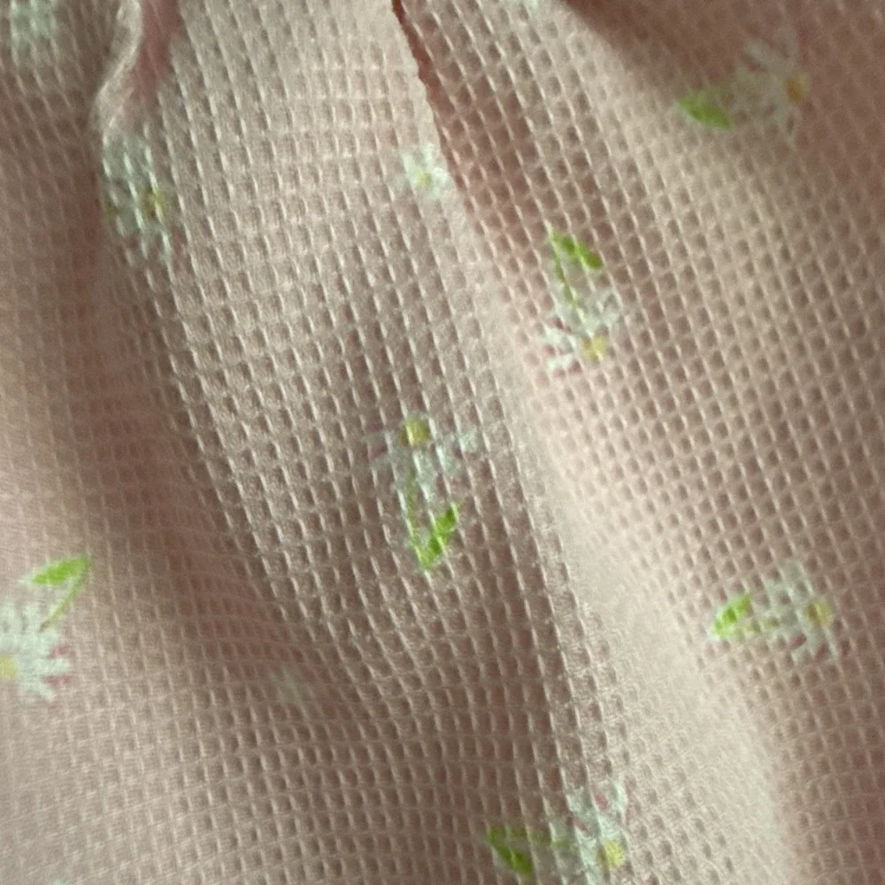Vintage Disney Winnie the Pooh Pink Floral Embroidered Apron Dress Ruffle Sleeve